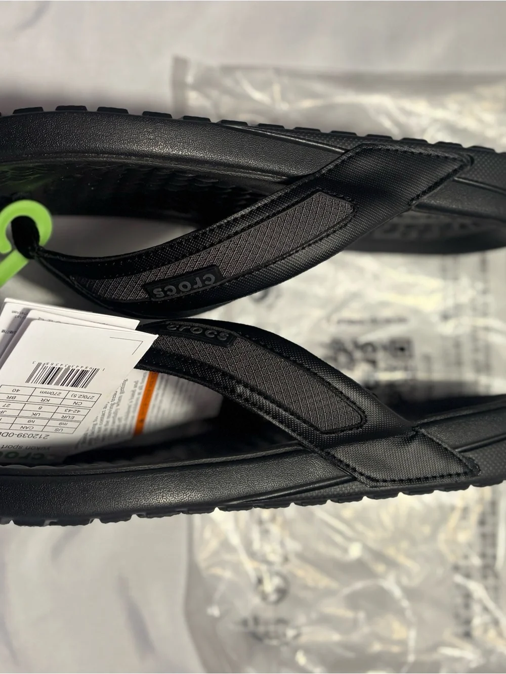 CROCS Yukon Sport Unisex Black Flip-Flop Summer Sandals M9 W11 New